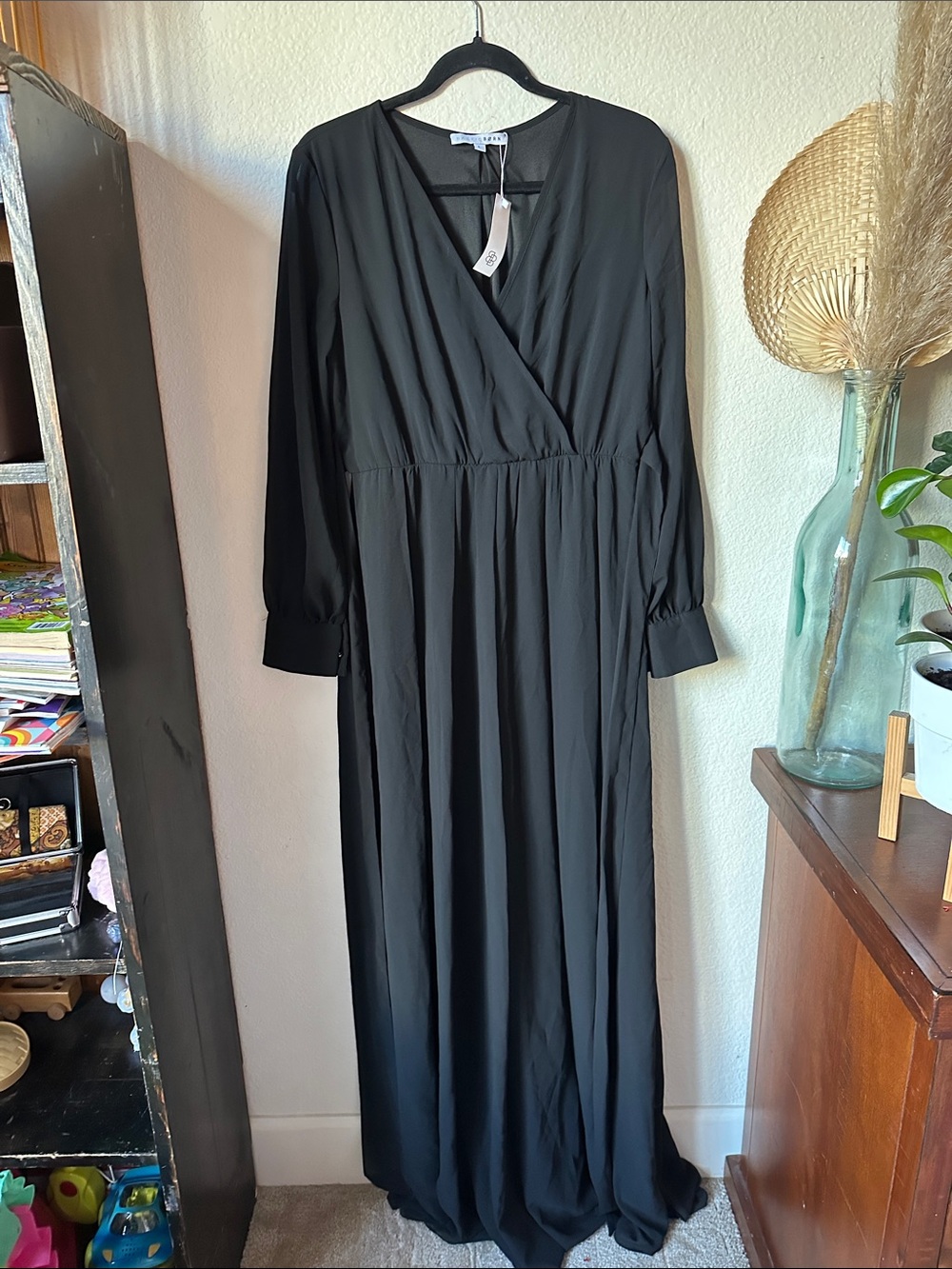 Baltic Born Black Long Sleeve Maxi Wrap Dress